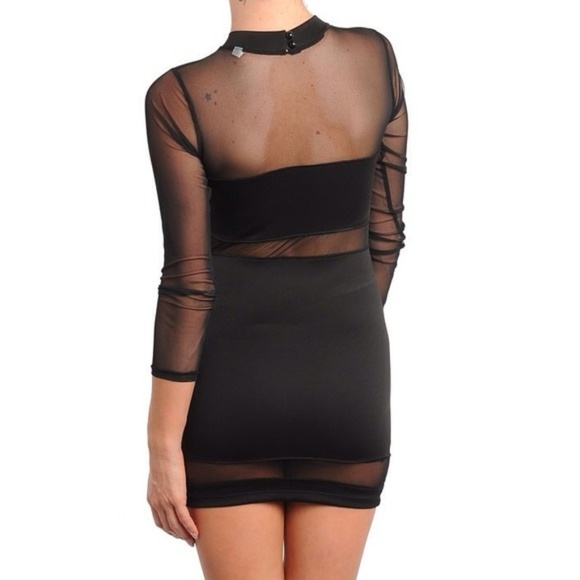 🎉Host Pick🎉 Black Mesh Long Sleeve Dress (LBD) - Picture 2 of 3